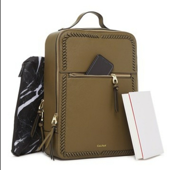 kaya faux leather laptop backpack